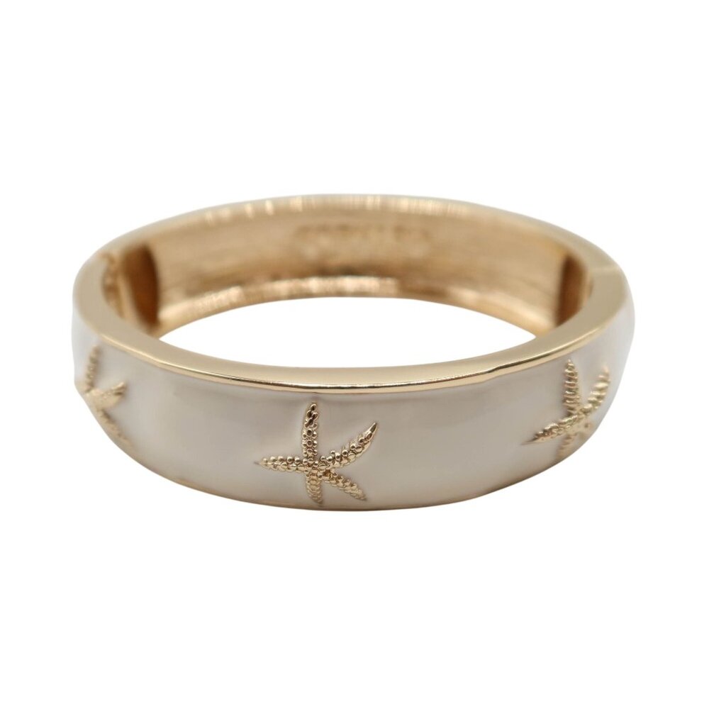 FORNASH Cream Gold Starfish Hinged Clamper Bracelet NEW Coastal Nautical Preppy